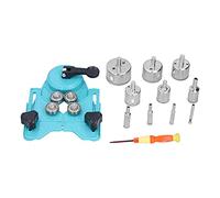 Diamond Hole Saw Set, Hollow Drill Bit Set, Smooth Cutting 10 Piece Kit, Adjustable Guide Fixture With Suction Cup, For Tile Glass Ceramic, Anti Plated (Light Blue)