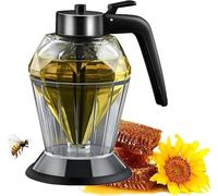 Diamond Honey Dispenser, Honey Dispenser Glass Honey Jars Transparent Glass for Syrup Sugar Sauces Condiments Diamond Shape(200ML)