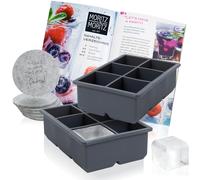 Diamond Ice Cube Moulds - 8 Large Cubes, Silicone Tray with Coasters & Recipe Book