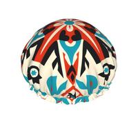 Diamond Indian Print Double layer women's shower cap, reusable, large size design suitable for all hair lengths, suitable for girls, spa and home salon use.