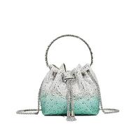 Diamond Inlay Handbag Handle Rhinestones Evening Clutch Bag Purses And Handbag Designer Shoulder Shiny Crystal Purse Bucket(Green)