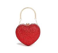Diamond Inlay Heart Shape Crystal Clutch Purse Stones Evening Wedding Party Shoulder Bag Handle Rhinestone Mini Handbags for Prom Wedding Party(Gold)