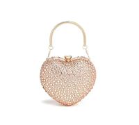 Diamond Inlay Heart Shape Crystal Clutch Purse Stones Evening Wedding Party Shoulder Bag Handle Rhinestone Mini Handbags