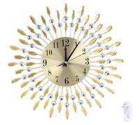 Diamond Jeweled Wall Clock Stylish Diamond Gold Wall Clock Silent Sunflower Wall Clock Modern Metal Sparkly Arabic Numeral Decorative Wall Clocks For Living Room Bedroom Home Decor, Artwork Decor 38cm