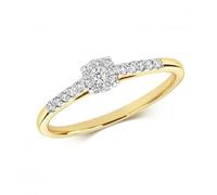 Diamond Jewellery 9ct Brilliant Illusion Solitaire Gold Ring - Size L