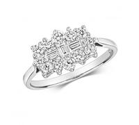 Diamond Jewellery 9CT Cluster Ring - 0.75 Carat White Gold - Size P