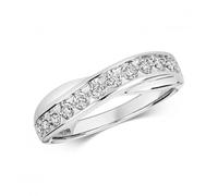 Diamond Jewellery 9ct Crossover White Gold Ring RD599W - Elegant - Size L