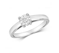 Diamond Jewellery 9ct Diamond Illusion Set Solitaire White Gold - Size L