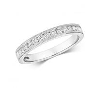 Diamond Jewellery 9ct Half Eternity Mill Grain Ring RD573W - - Size N