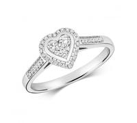 Diamond Jewellery 9ct Heart Cluster Ring in White Gold RD659W - - Size O