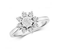 Diamond Jewellery 9ct Illusion Cluster Ring in White Gold - 15 - Size N