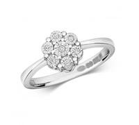 Diamond Jewellery 9ct Illusion Plate Cluster White Gold Rings - Size O
