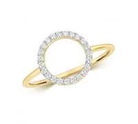 Diamond Jewellery 9ct Yellow Gold Diamond Circle Pendant - - Size L