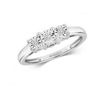 Diamond Jewellery 9k Gold 0.07CT Diamond 3-Stone Illusion Rings - Size M