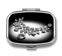 Diamond Jewelry Jewels Luxury Pill Box Medicine Pill Organizer Small Pill Case Travel Pill Container Portable Pill Case for Pocket 2 Compartment Pill Holder Pill Boxes for Travel