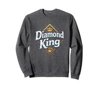Diamond King Baseball Men Royalty Sports Champion Sweatshirt, Adult Unisex, Dark Heather Grey, XXL