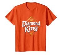 Diamond King Baseball Men Royalty Sports Champion T-Shirt, Kids, Orange, 8 Years