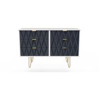 Diamond Large Chest of Drawers Grey & White 6 Drawers 115cm