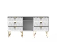 Diamond Large Sideboard White 2 Shelves 6 Drawers 152cm