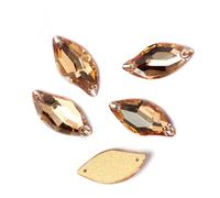 Diamond Leaf AAAAA Glitter Gems Sewn Stones DIY Flat Back Sewing Rhinestones Glass Strass Crystals Golden Shadow 14x30mm 24Pcs