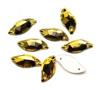 Diamond Leaf AAAAA Glitter Gems Sewn Stones DIY Flat Back Sewing Rhinestones Glass Strass Crystals Light Topaz 14x30mm 24Pcs