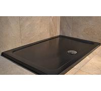 Diamond Low Profile 35mm Rectangle Central Waste Stone Resin Black Matt Shower Tray Various Sizes Inc FREE Shower Waste (1200x900)