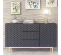 Diamond Luxe Sideboard 140cm - Dark Grey Stand & Gold Legs