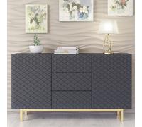 Diamond Luxe Sideboard 140Cm Luxury Dark Grey Cabinet With Push To Open Storage - Creative Furniture
