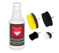 DIAMOND MAGIC Combo Pack - 20oz Hard Water Spot and Stain Remover Includes 4-pc. Drill Brush Set Commercial Cleaner Stainless Steel, Glass, Porcelain, Multi-surface, Real Diamond