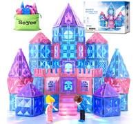 Diamond Magnetic Tiles Building Blocks 58PCS STEM Montessori Educational Toys for 3-8 Year Old Girls & Boys, Princess Magnetic Toys for Creative Play, Birthday & Xmas Gift Set
