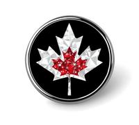 Diamond Maple Canada Flag Round Brooch Pins Badge Printed Button Tie Lapel Backpack Pin Decoration for Women Men