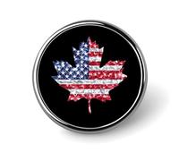 Diamond Maple U.S. Flag Round Metal Brooches 1 Inch Decorative Badges Exquisite Decorations Pins for Clothing
