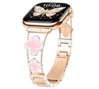 Diamond Metal Band for Apple Watch Band 38mm 40mm 41mm 42mm 44mm 45 46 49mm | Bling Clover Sparkle Bands for Women,Fancy Dressy Cute Bracelet Strap for iWatch SE 3 2/Ultra/Series 11 10 9 8 7 6 5 4 3 2 1