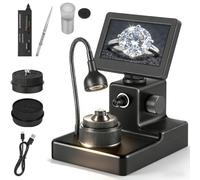 Diamond Microscope, LCD Digital Viewer with 50-1000X Magnification, LED Light, Rechargeable Battery, Adjustable Focus for Accurate Inscription Testing