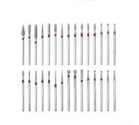 Diamond Nail Drill Bits Kit 30pcs for Nail Art and Care with 2 35mm Shank Rotary Burrs for Precise Nail Reshaping and Cuticle Cleaning (Natural)