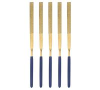 Diamond Needle Files, 3mm x 140mm Titanium Coated Flat Files Hand Tool with TPU Handle for Metal Stone Wood 5pcs