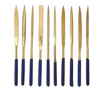 Diamond Needle Files Set 10Pcs Coated Alloy Steel Gold Blue Proof High Hardness Metal Glass Stone Cutting Tools for Professional Jewelers Craftsmen