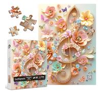 Diamond Note Puzzles for Adults 1000 Pieces, Larkipuzz Impossible Floral Butterfly Jigsaw Puzzle Crystal Flower, Difficult Unique Wildflower Music Art Theme as Home Decor