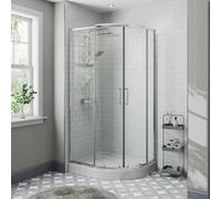 Diamond Offset Quadrant Shower Enclosure 900 x 760mm with Raised Non Slip Tray (Right Entry) - 8mm