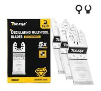 Diamond Oscillating Multi Tool Blade 3 Pcs, TOLESA Flush Cutting Multi Tool Diamond Oscillating Saw Blades for Grout Removal, Cleaning Mortar, TOLD34