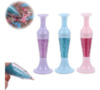 Diamond Pain-ting Pens, 3PCS Diamond Art Pen Flower Pot Shaped Point Drill Pen Nail Point Pen Diamond Dotting Tool, Automatic Dispensing Painting Pen, Bead Dispenser Pen for Nail Art Crafts Making