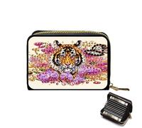 Diamond Painted Small Coin Purse, 5D DIY Card Holder Zipper Design mini Bag, Exquisite Valentine's Day Gift, Rhinestone Accessories for Women(Floral Tiger)