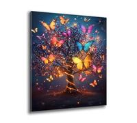 Diamond Painting, 5D Full Drill Butterfly Trees Diamond Art Kits Adults Kid, Crystal Art Kits of Painting, DIY Embroidery Cross Stitch Kit, for Home Living Room Wall Decorations, Gifts 60x80cm e-586