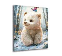 Diamond Painting, 5D Full Drill Forest Bear Diamond Art Kits Adults Kid, Crystal Art Kits of Painting, DIY Embroidery Cross Stitch Kit, for Home Living Room Wall Decorations, Gifts 20x25cm e-541