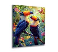 Diamond Painting, 5D Full Drill Forest Parrot Diamond Art Kits Adults Kid, Crystal Art Kits of Painting, DIY Embroidery Cross Stitch Kit, for Home Living Room Wall Decorations, Gifts 90x120cm e-538