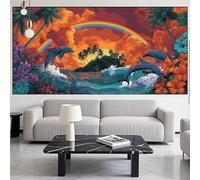 Diamond Painting Aegean Sea Diamond Art Kits Adults/Beginners,5D DIY Large Diamont Picture Dolphin Full Drill Gem Art Crystal Embroidery Mosaic Canvas Painting Numbers kit,Decor Gift 28x56in LK-386