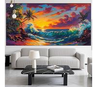 Diamond Painting Aegean Sea Diamond Art Kits Adults/Beginners,5D DIY Large Diamont Picture Sunset Full Drill Gem Art Crystal Embroidery Mosaic Canvas Painting Numbers kit,Decor Gift 36x98in LK-578