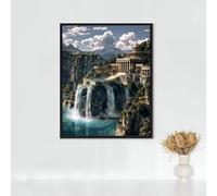 Diamond Painting Architecture Diamond Art Kits Adults, Ancient Buildings Full Drill Crystal Art Kits for Adults, Cross Stitch Embroidery Crafts Pictures, for Home Wall Decor, Gifts 12x16in PJY9 9-6