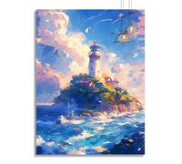 Diamond Painting Art Abstract Diamond Art Kits Adults Lighthouse DIY 5D Gem Crystal Rhinestone Mosaic Embroidery Cross Stitch Canvas Painting Paint by Numbers for Home Wall Decor Gifts 30x40cm z507f