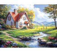 Diamond Painting Art, Pastoral 5D Crystal Diamond Art Painting Full Kits for Home Office Decor, DIY Gem Cross Stitch Kits, Hobby Gift for Women, Includes Professional Tool Kit 50x60cm Scenery qo-802